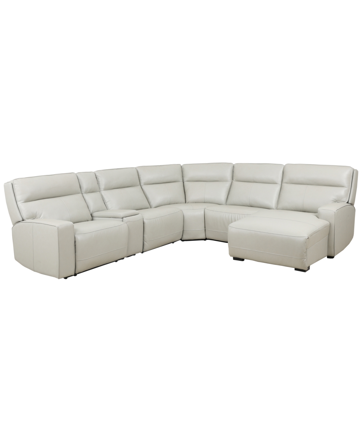 Zackary 6-Piece Leather Chaise Sectional with 3 Power Motion & Console, Macy's Exclusive
