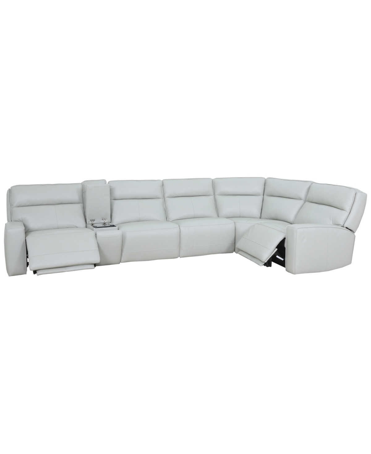 Zackary 6-Piece L Shape Leather Sectional with 2 Power Motion & Console, Macy's Exclusive