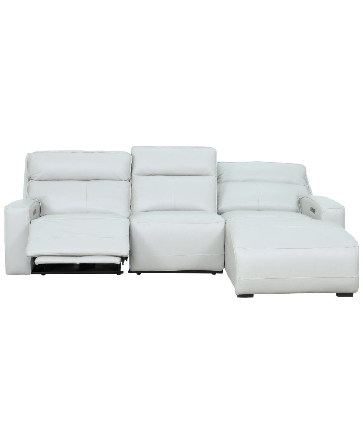 Zackary 3-Piece Leather Chaise Sofa with 2 Power Motion, Macy's Exclusive