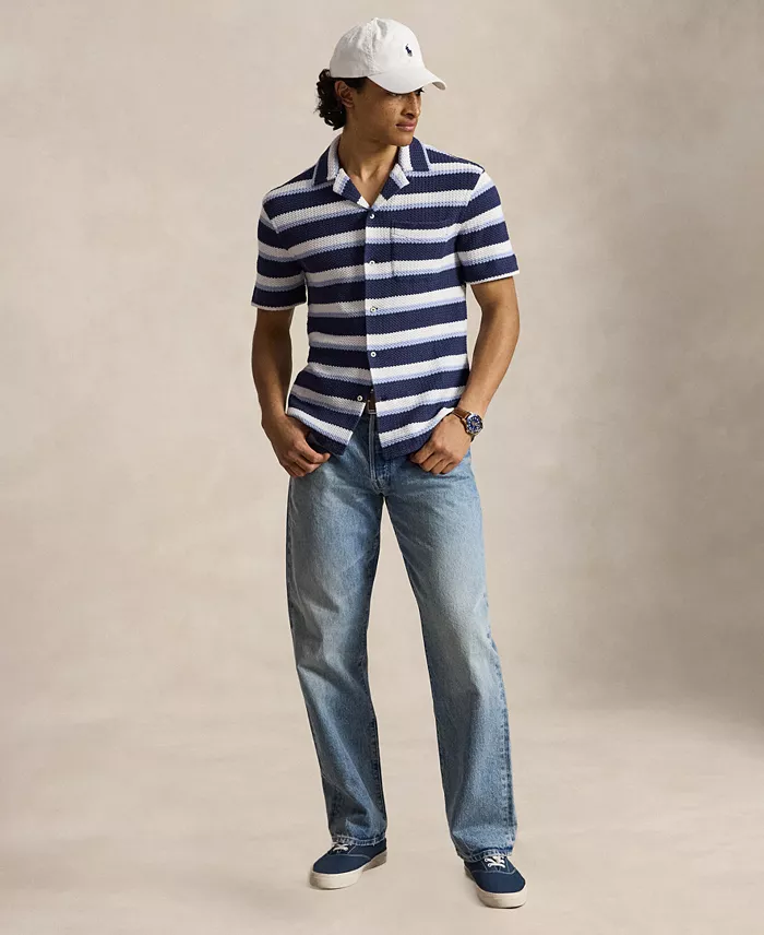 Men's Striped Herringbone Camp Shirt - thumbnail 2