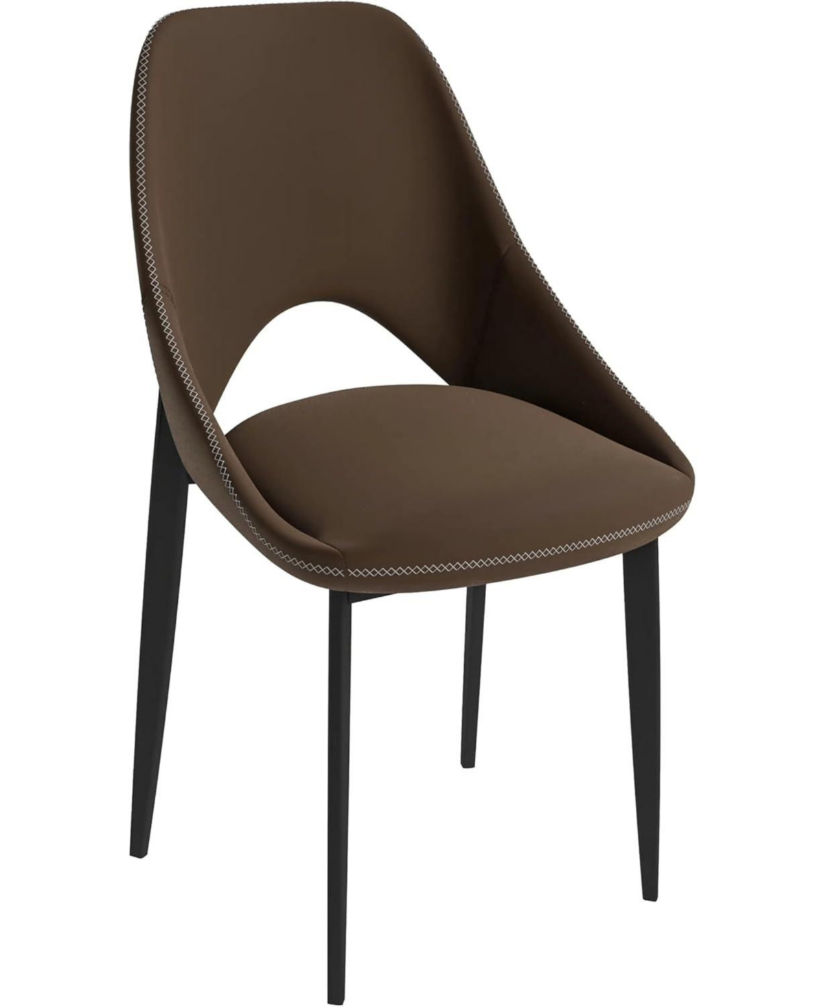 LeisureMod Amalfi Upholstered Fabric Dining Chair Set of 2 Modern Side with Iron Legs, Mid-Century Accent for Room or Kitchen