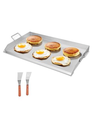 Stainless Steel Griddle, Flat Top Gas Grill Plate with Handles