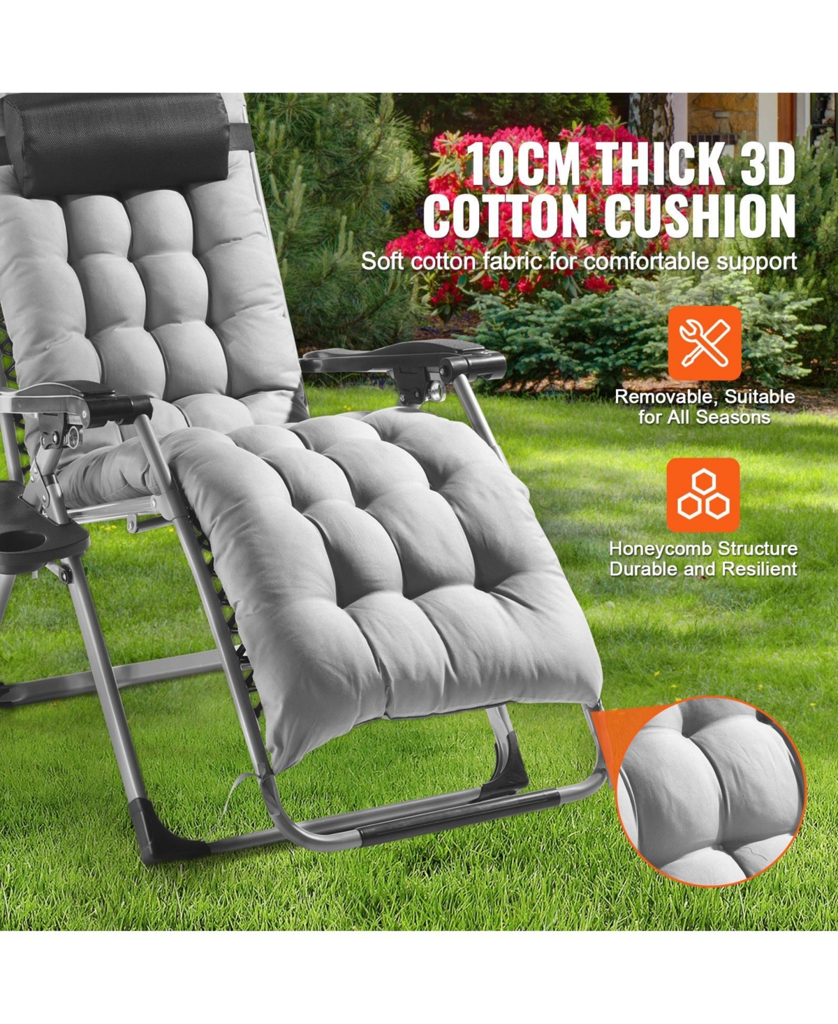 Cozito Zero Gravity Recliner Lounge Chair,Adjustable Folding Chair with Cushion and Cup Holder