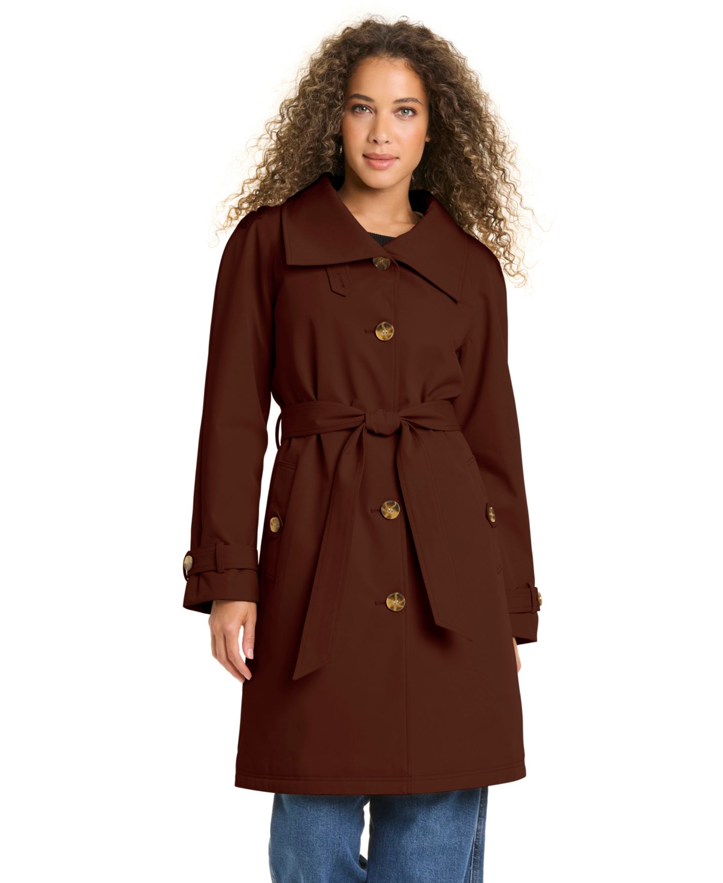 Женское пальто kate spade new york Funnel Neck Trench Coat, цвет: Шоколадный вишнёвый — фото 6