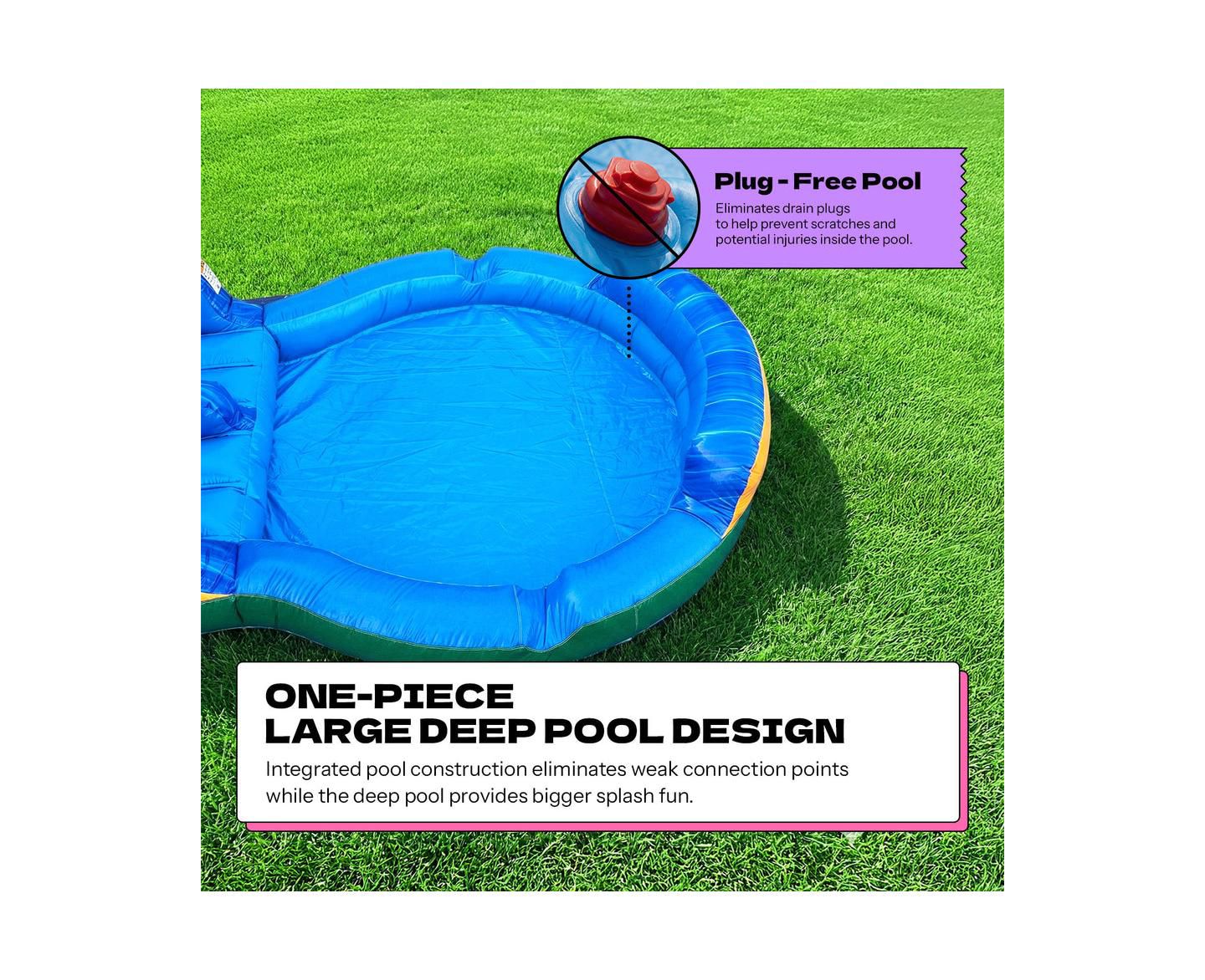 Детская игрушка POP JUMP Tropical 27' Dual Lane Slip N Slide With Pool, цвет: Разноцветный — фото 6