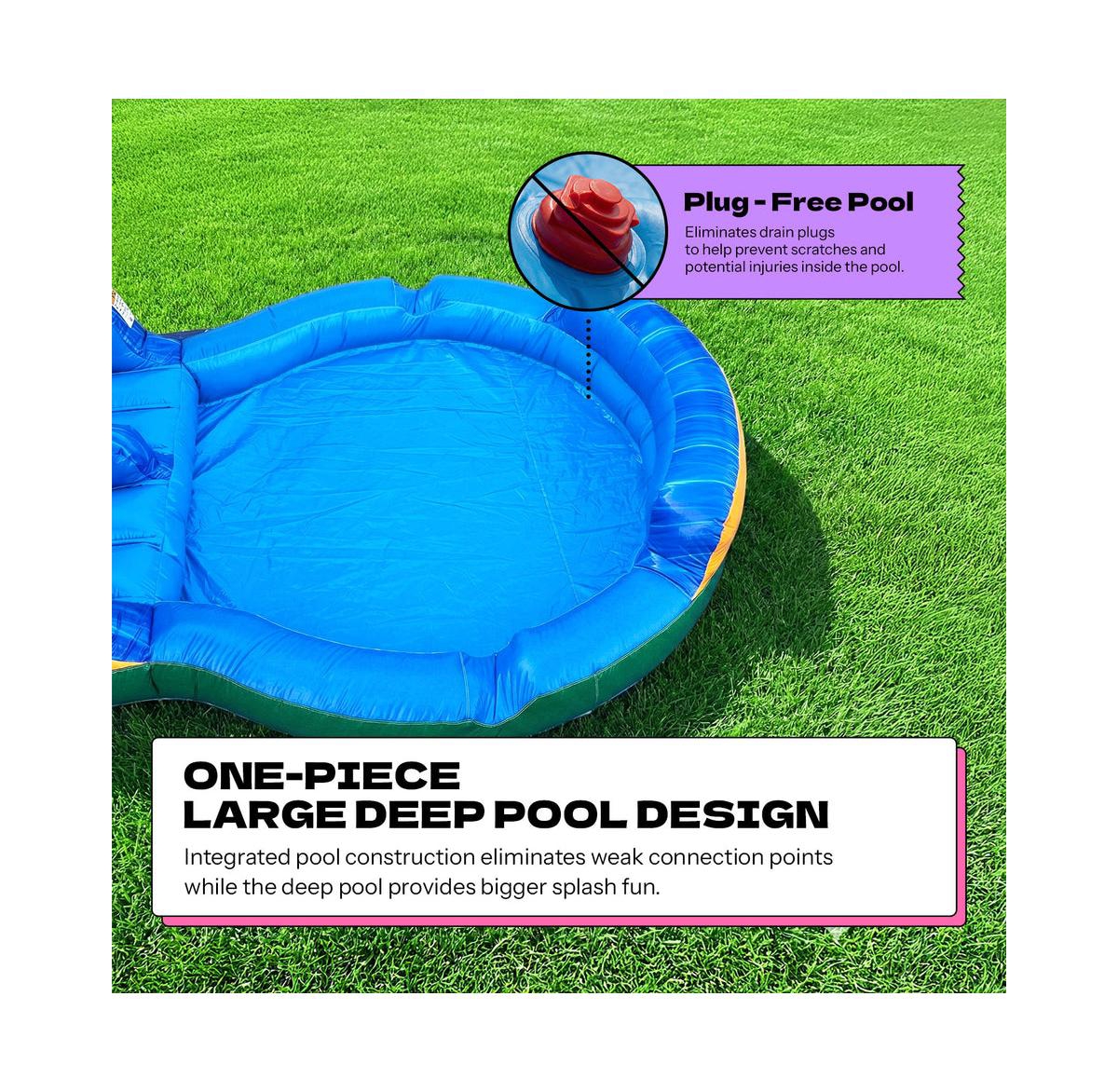 Pop Jump Tropical 27' Dual Lane Slip N Slide With Pool
