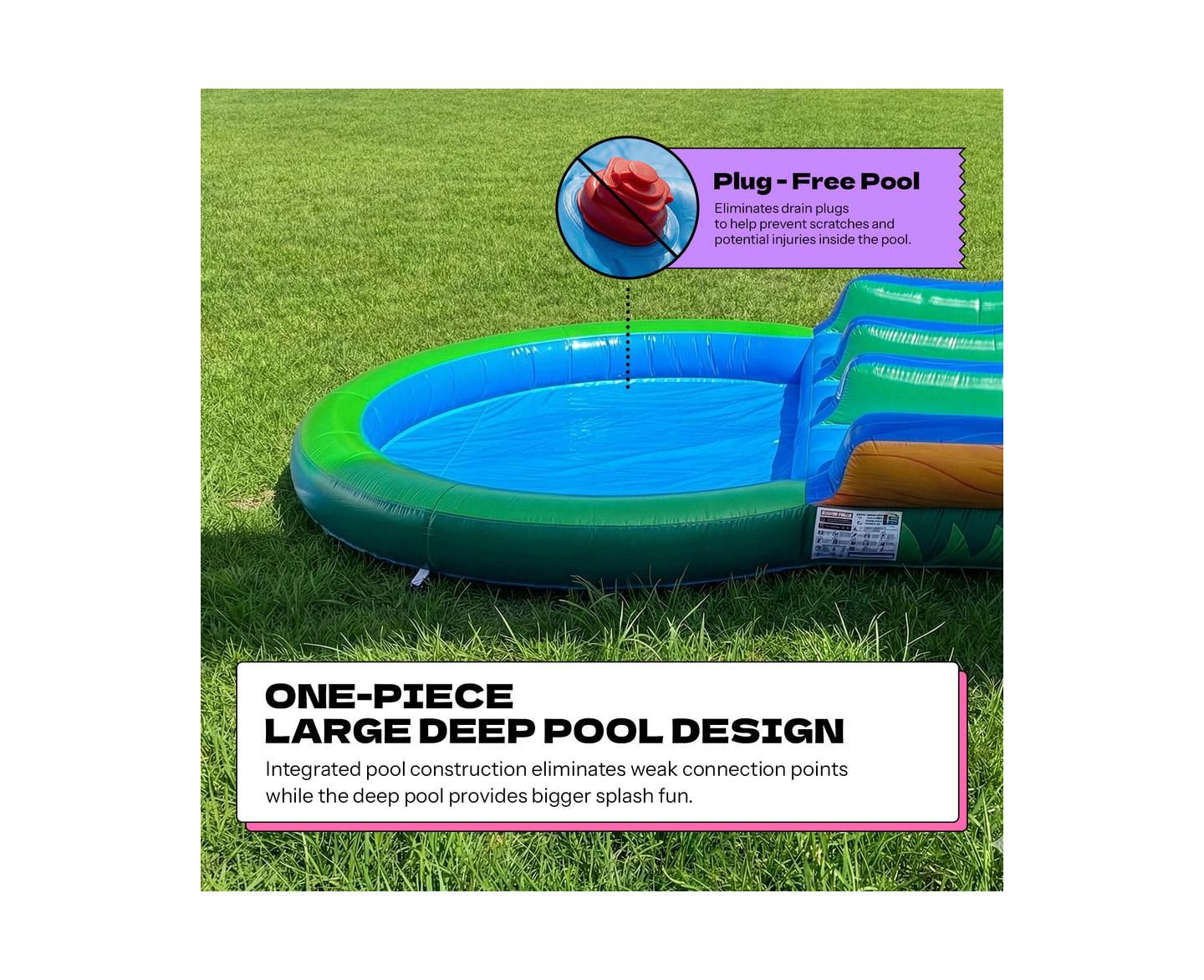 Детская игрушка POP JUMP Tropical Island 23' Dual Lane Water Slide with Integrated Pool, Ages 3+, цвет: Разноцветный — фото 5