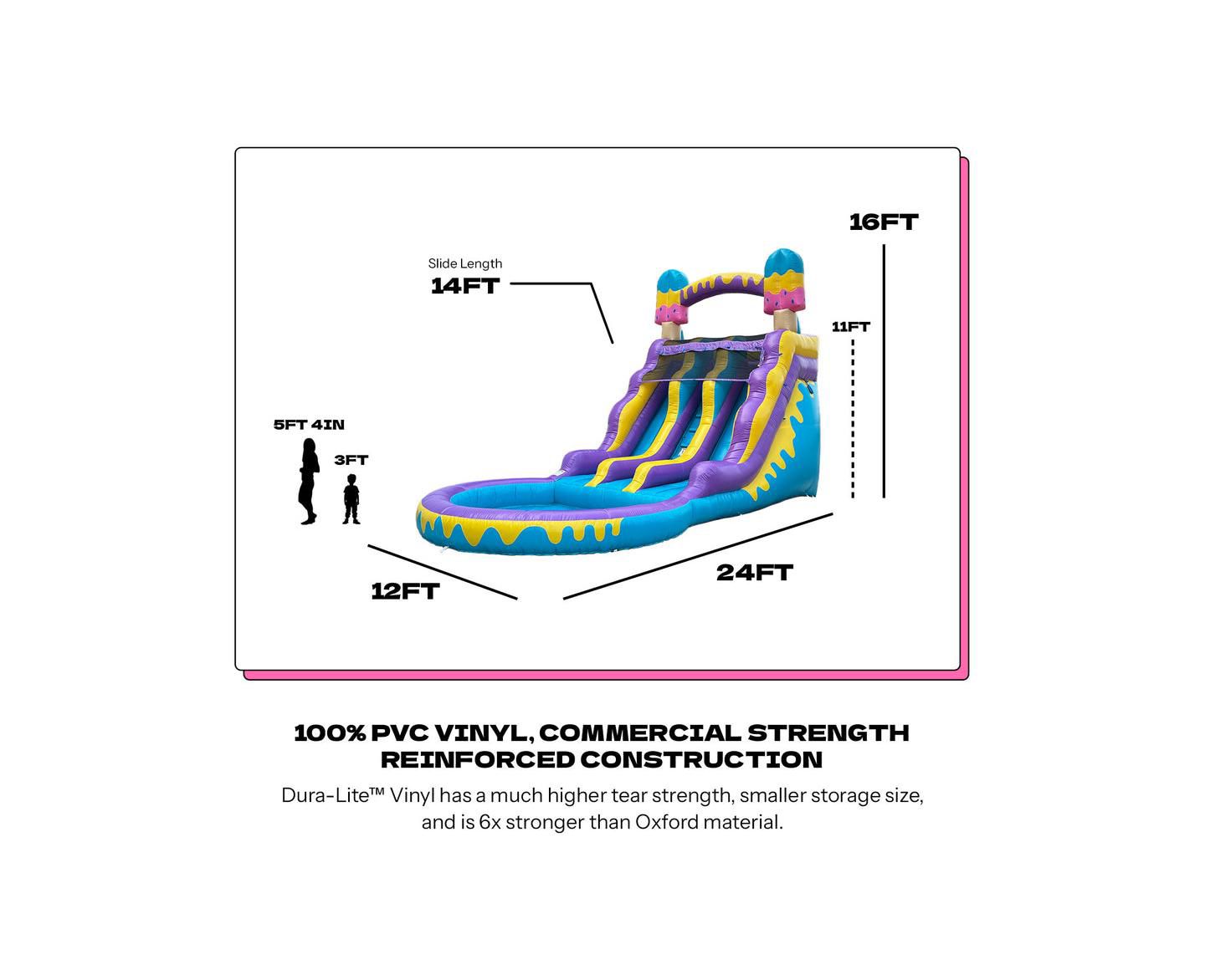 Детская игрушка POP JUMP Ice Pop 24' Dual-Lane Inflatable Vinyl Waterslide with Attached Pool, Up to 7 People, Ages 3+, цвет: Разноцветный — фото 4