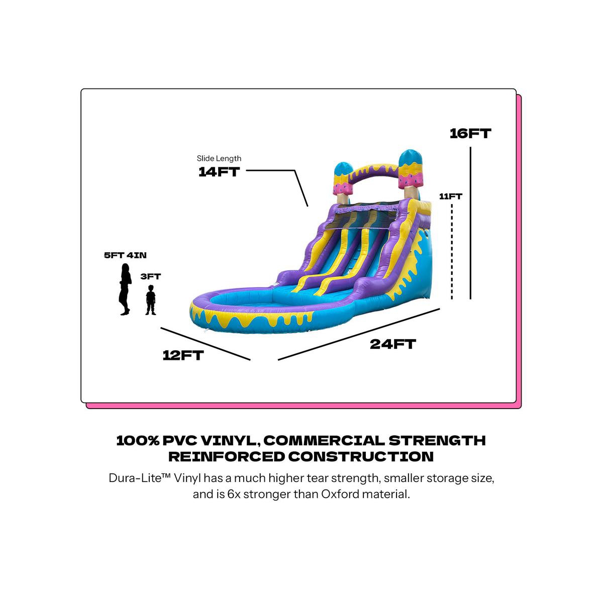 Pop Jump Ice Pop 24' Dual Lane Center Climb Waterslide with Attached Pool