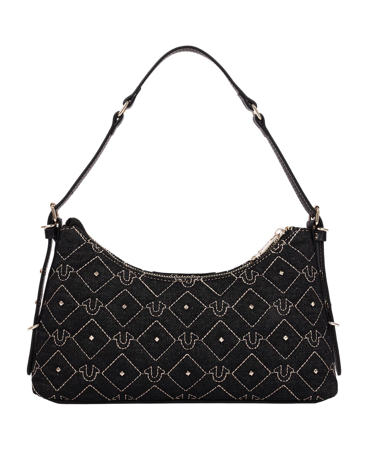Women's Studded Denim Chain Shoulder Bag