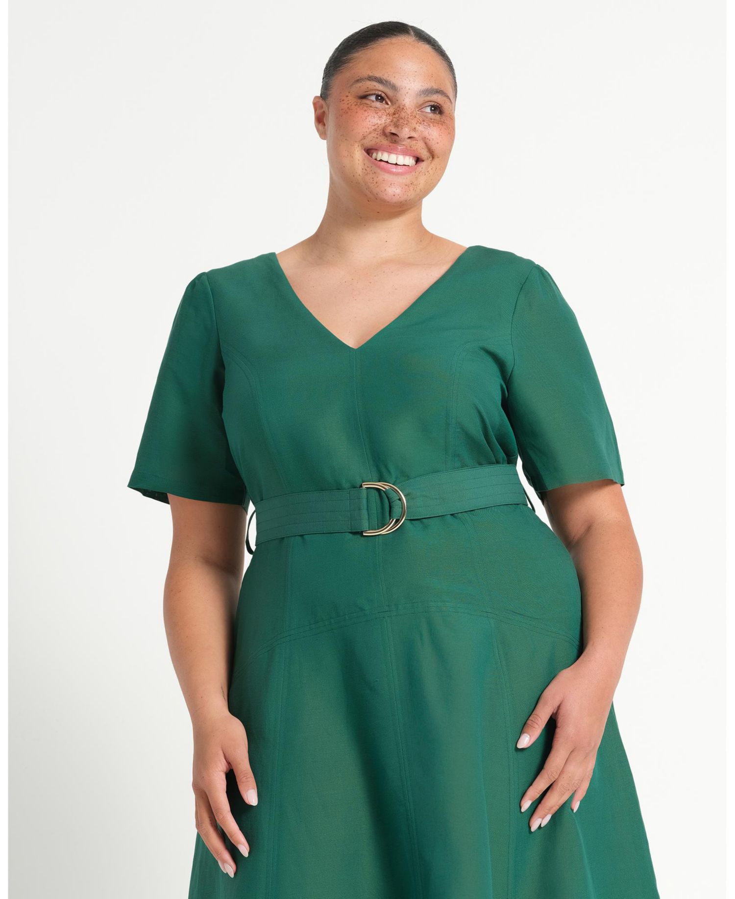 Women's Aelin Linen Belted Fit Flare Maxi Dress