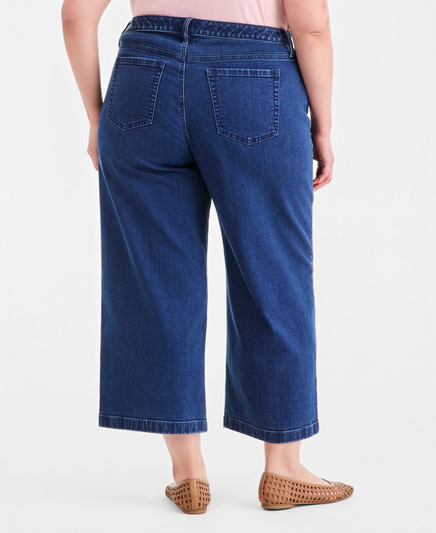 Plus Size High-Rise Wide-Leg Embroidered Ankle Jeans, Macy's Exclusive