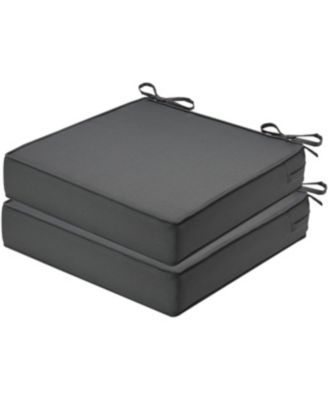 Waterproof Outdoor Chair Cushions Set of 2 - Thick 600D Oxford Foam Seat Pads with Ties for Garden Sofa or Patio, 22"x22"x4"