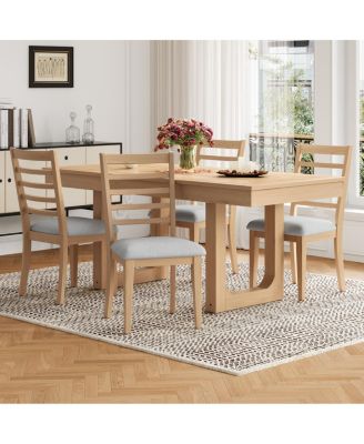 4 Piece Farmhouse Upholstered Ladder Back Dining Chairs Set