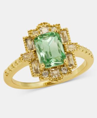 Green Crystal Emerald-Cut Ring