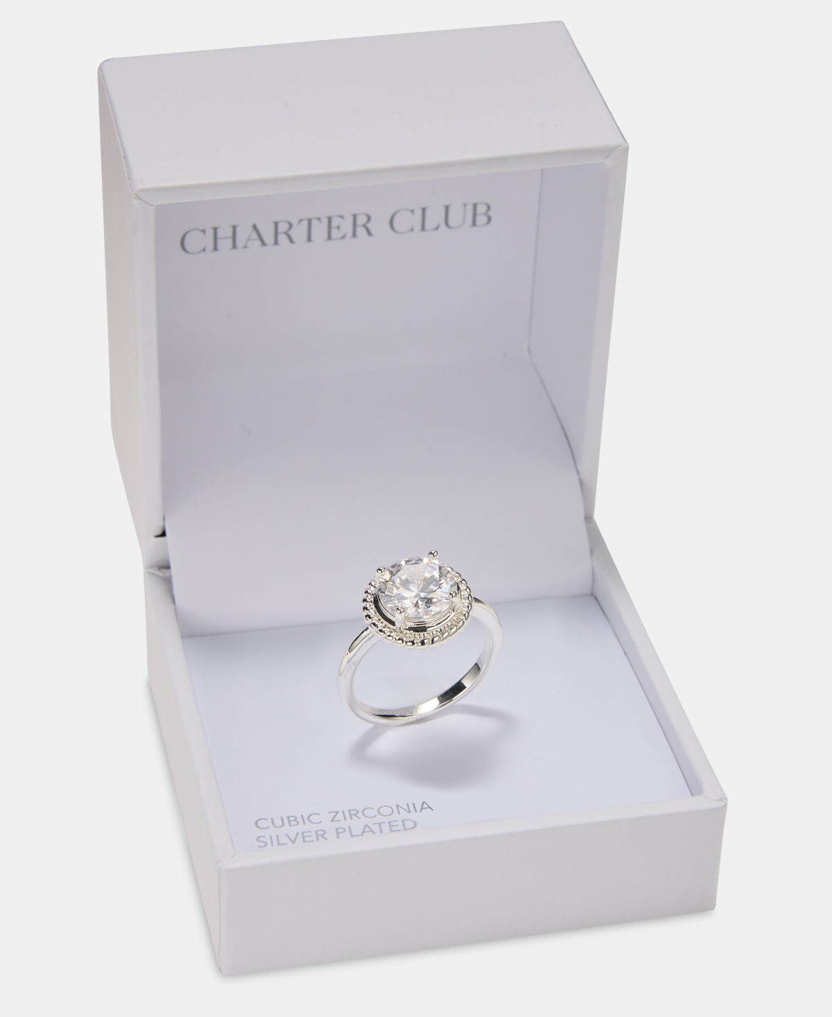 Charter Club Cubic Zirconia Round Halo Ring, Macy's Exclusive