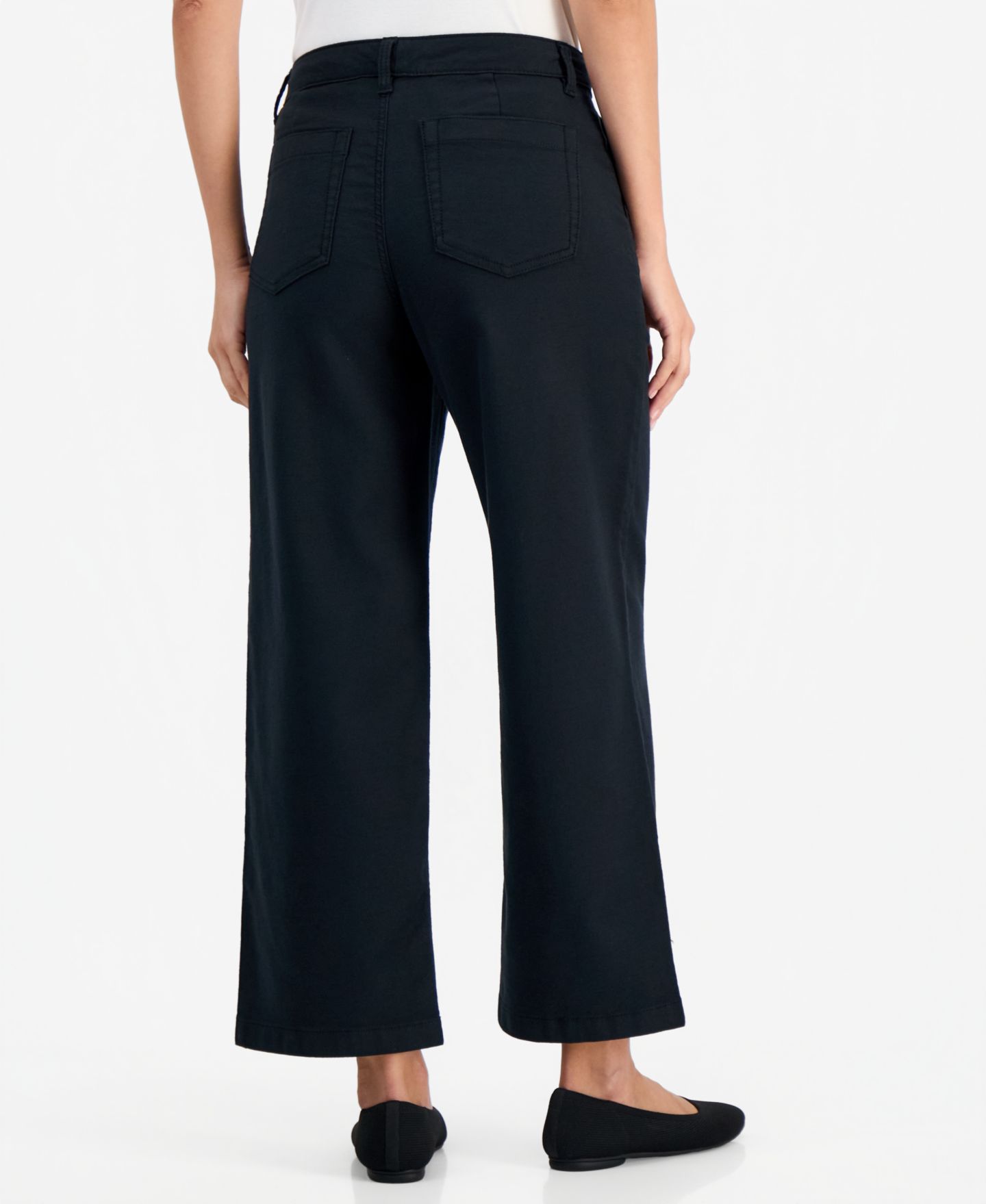 Женские брюки Style & Co High Stretch High-Rise Cropped Wide-Leg, цвет: Глубокий чёрный — фото 2
