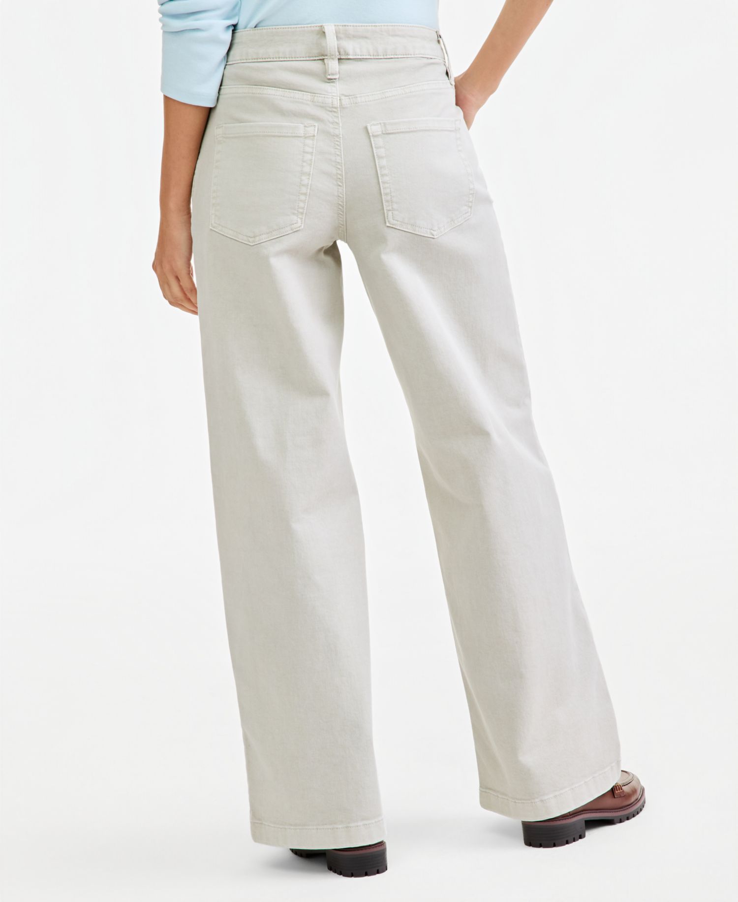 Petite High-Waist Wide-Leg Cotton-Blend Pants