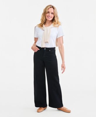 Women's High-Rise Wide-Leg Twill Pants