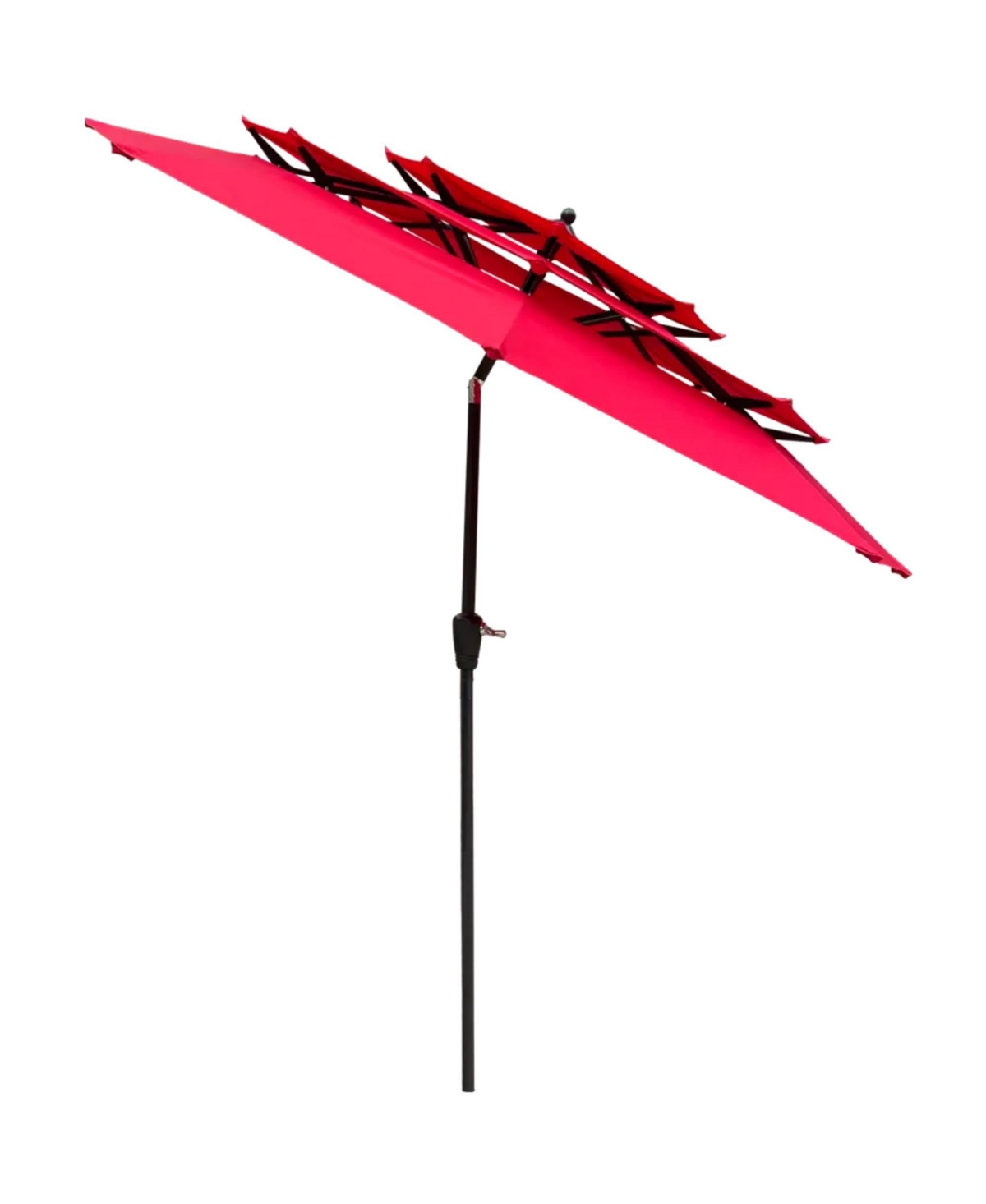 Yiortwo Tier Patio Umbrella with Crank Lift and Push Button Tilt for Outdoor Dining