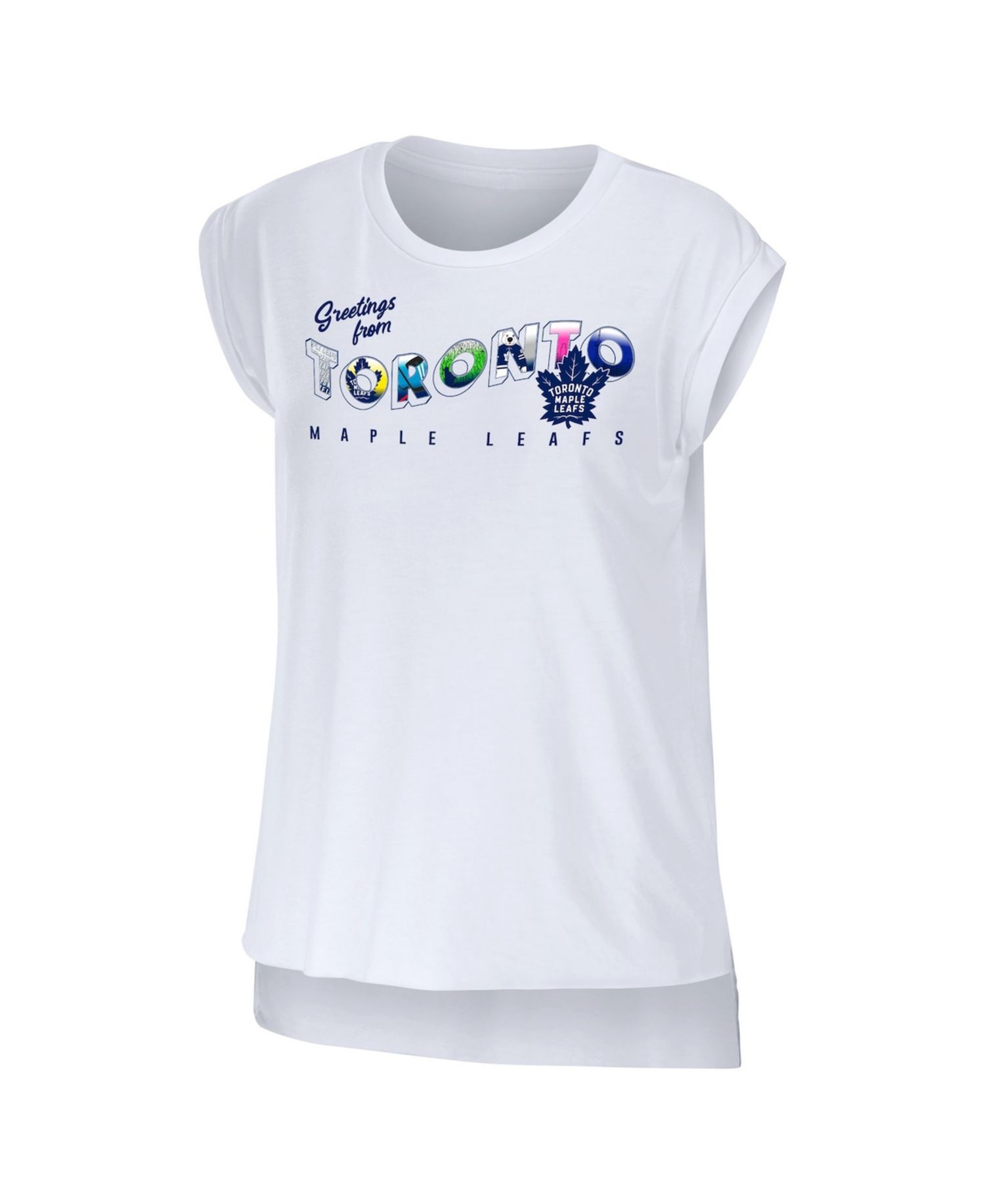 Women's White Toronto Maple Leaf Greetings From Muscle T-Shirt