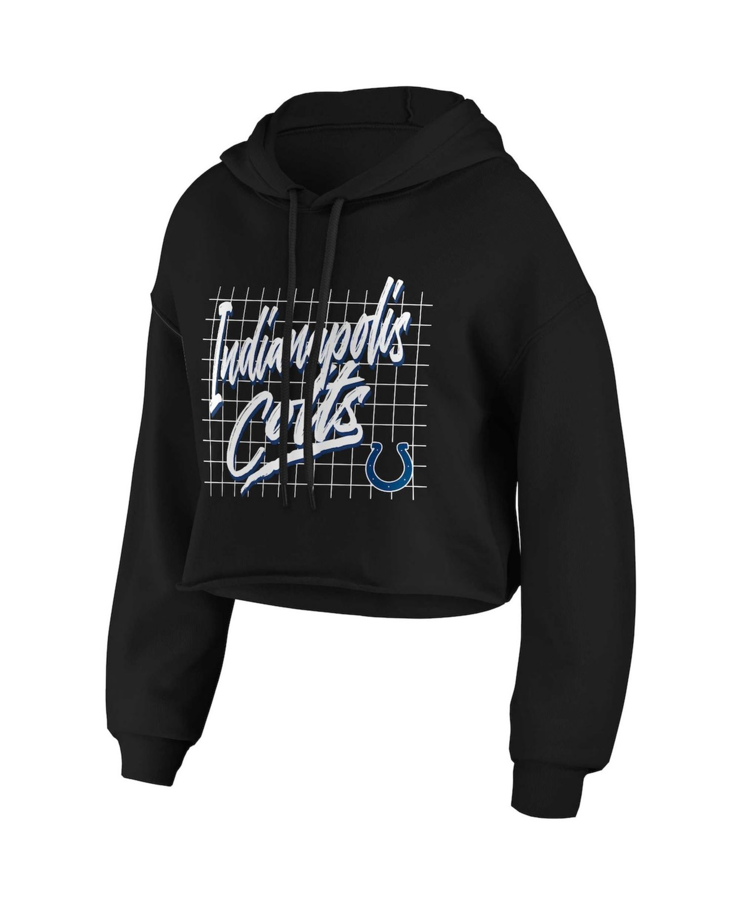 Women's Black Indianapolis Colts Domestic Cropped Pullover Hoodie