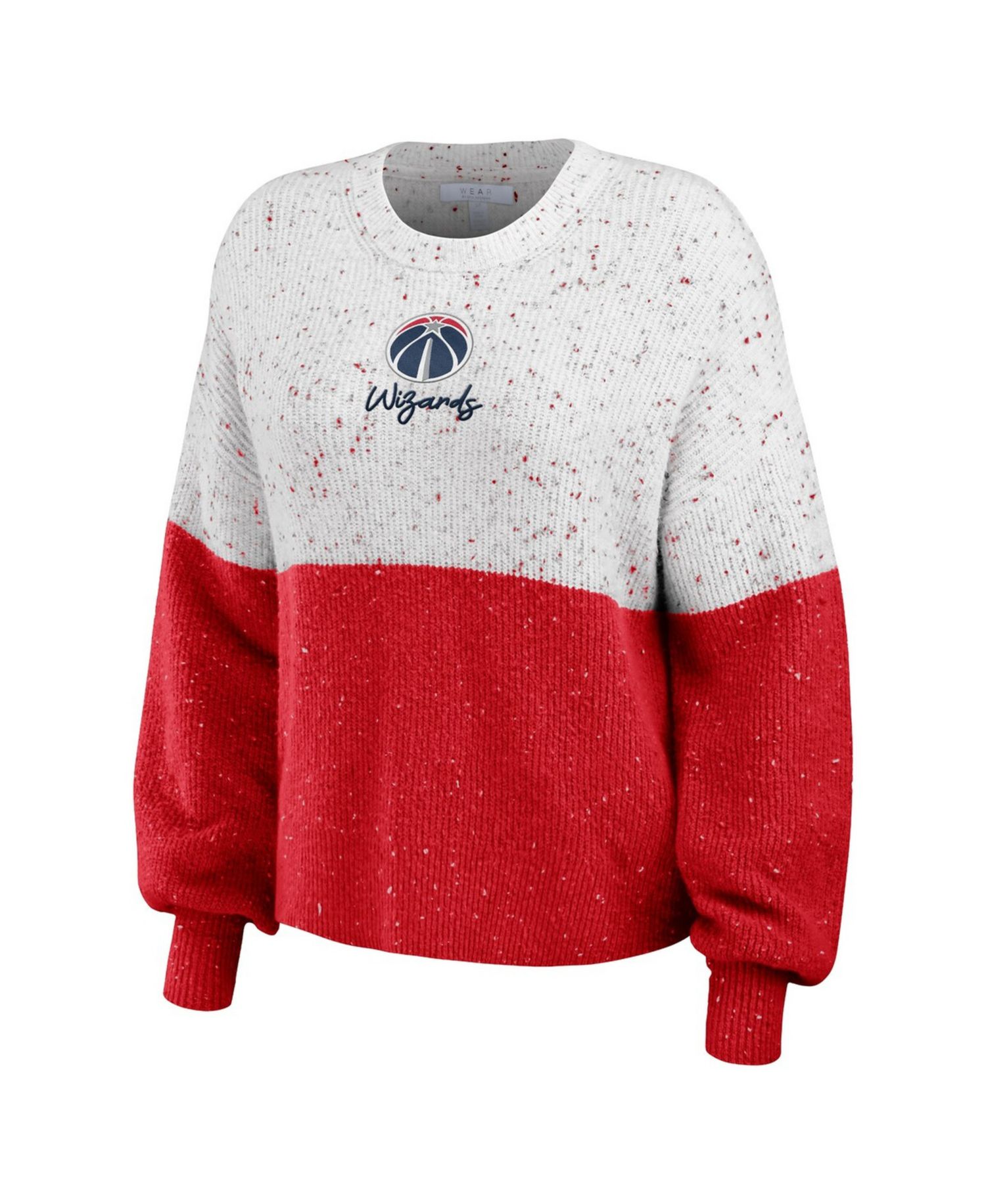 Women's White/Red Washington Wizards Color-Block Pullover Sweater