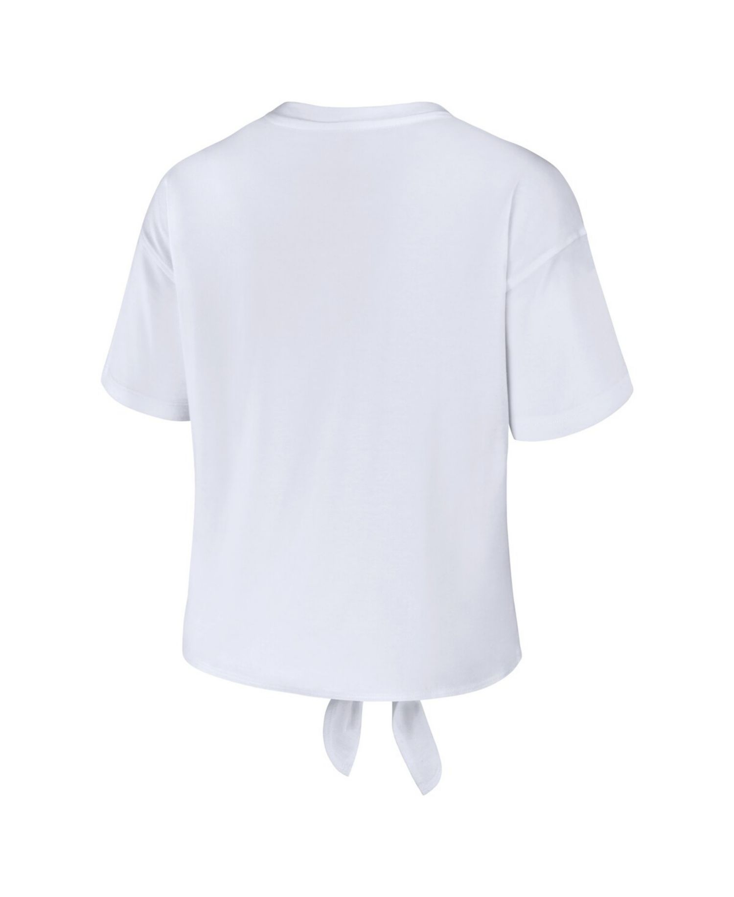 Women's White Miami Hurricanes Striped Front Knot Cropped T-Shirt