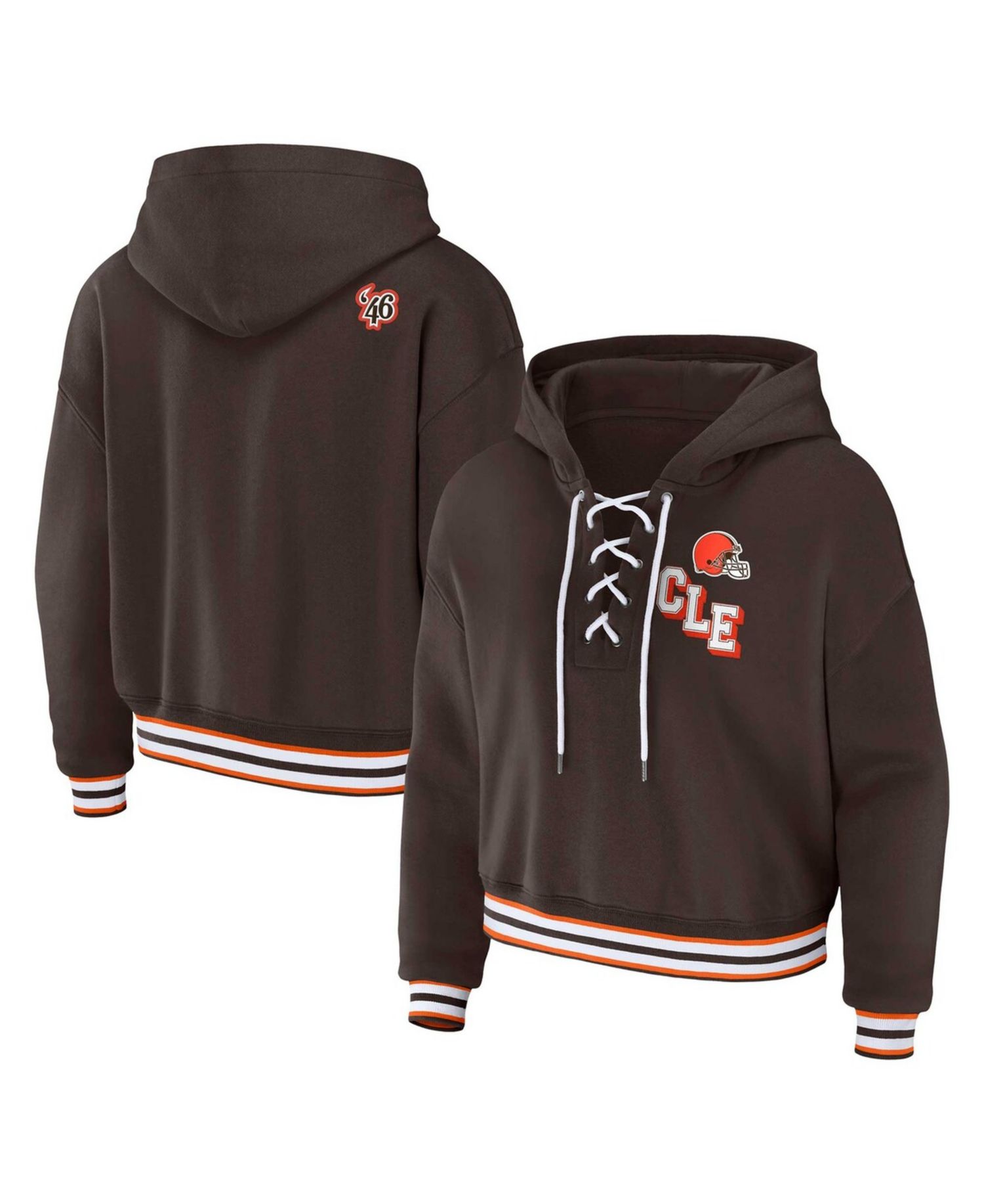 Women's Brown Cleveland Browns Plus Size Lace-Up Pullover Hoodie