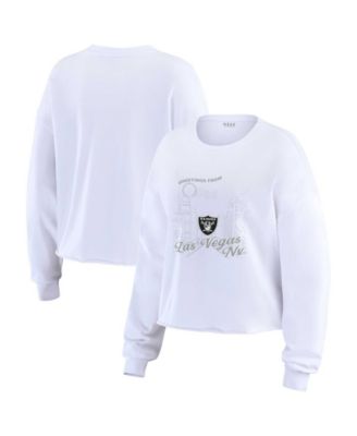 Women's White Las Vegas Raiders Postcard Cropped Long Sleeve Top