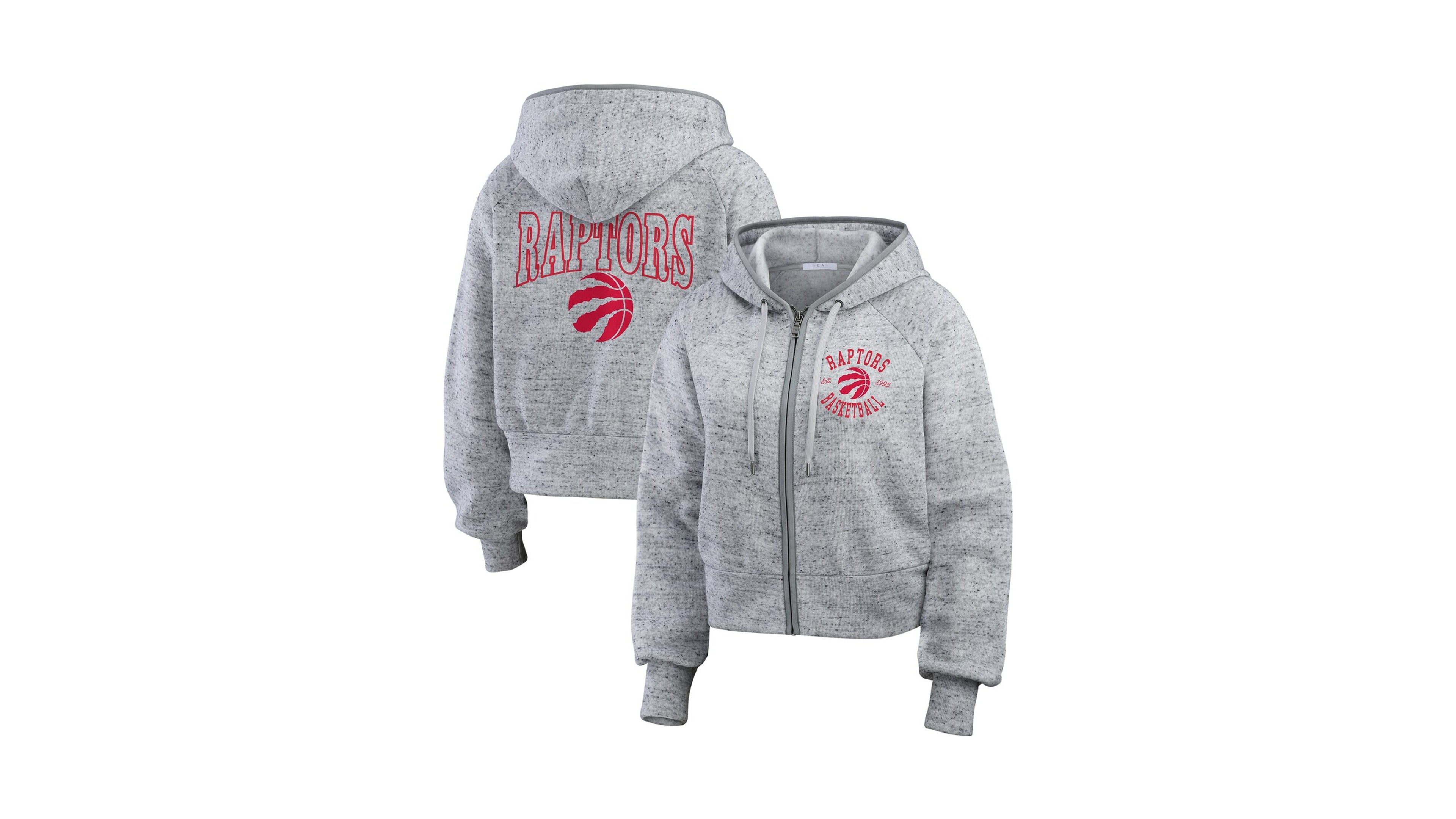 Wear by Erin Andrews Women's Heather Gray Toronto Raptors Speckled Radiator Full-Zip Hoodie