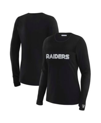Women's x Gracie Hunt Black Las Vegas Raiders Mesh Panel Long Sleeve T-Shirt