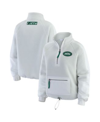 Women's White New York Jets Polar Fleece Half-Zip Jacket