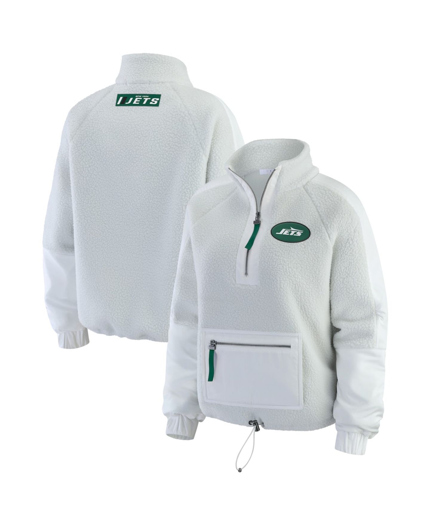 Женская куртка WEAR by Erin Andrews White New York Jets Polar Fleece Half-Zip — фото 1