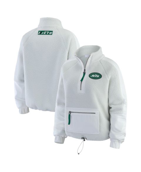 Женские куртки WEAR by Erin Andrews Women's White New York Jets Polar Fleece Half-Zip Jacket