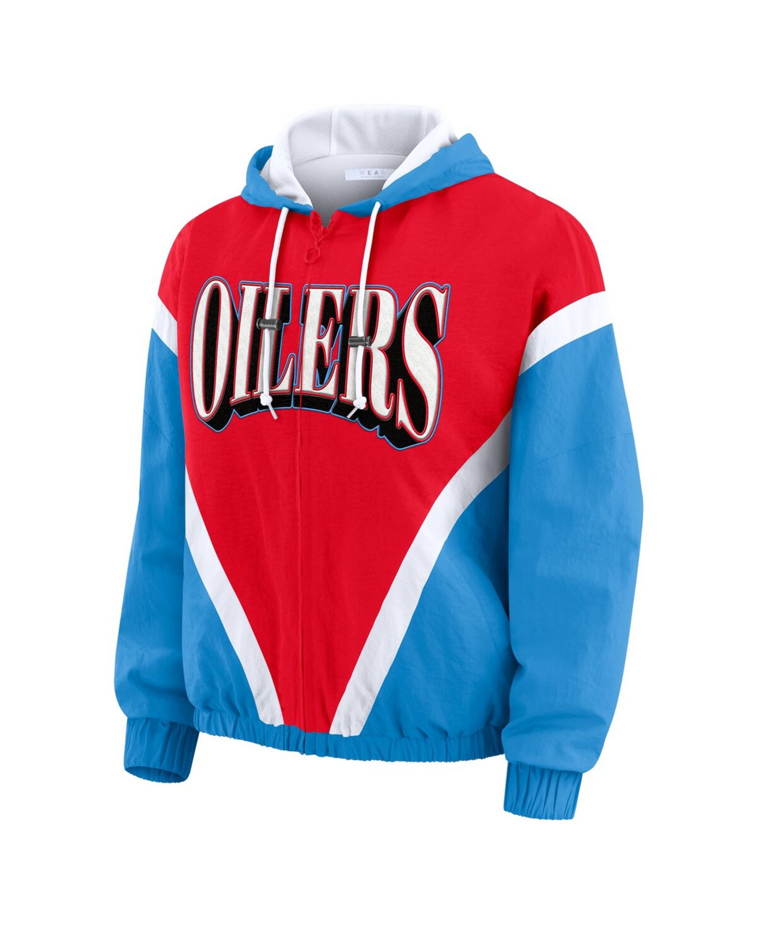 Women's Red/Light Blue Tennessee Titans Retro Crinkle Full-Zip Hoodie Windbreaker