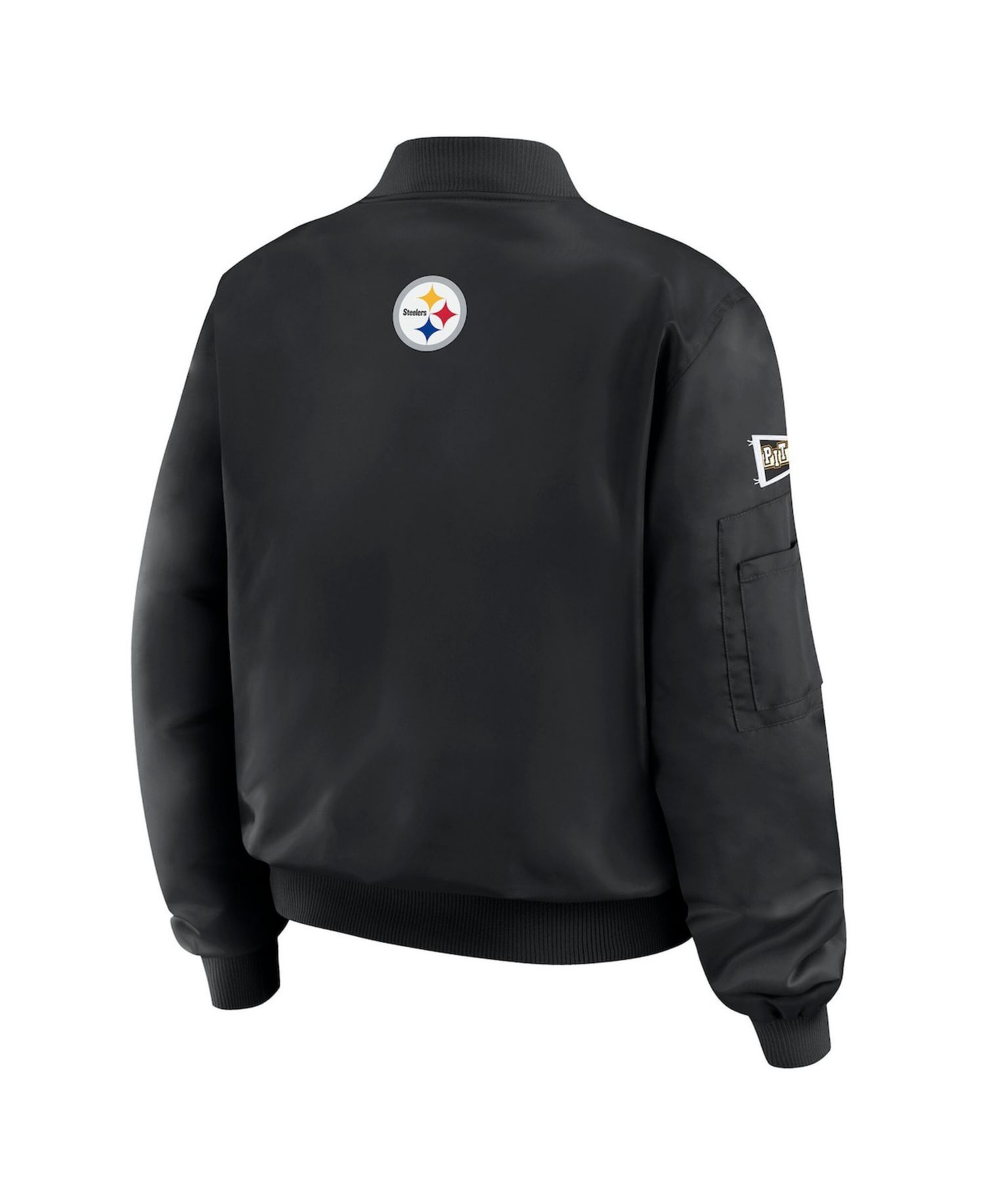 Women's Black Pittsburgh Steelers Patch Full-Zip Bomber Jacket