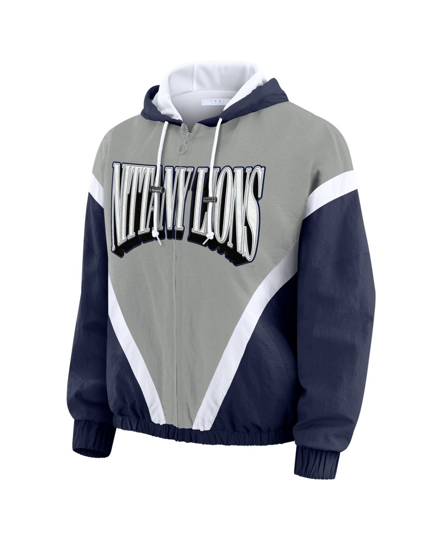 Women's Navy/Gray Penn State Nittany Lions Color block Full-Zip Hoodie Windbreaker Jacket