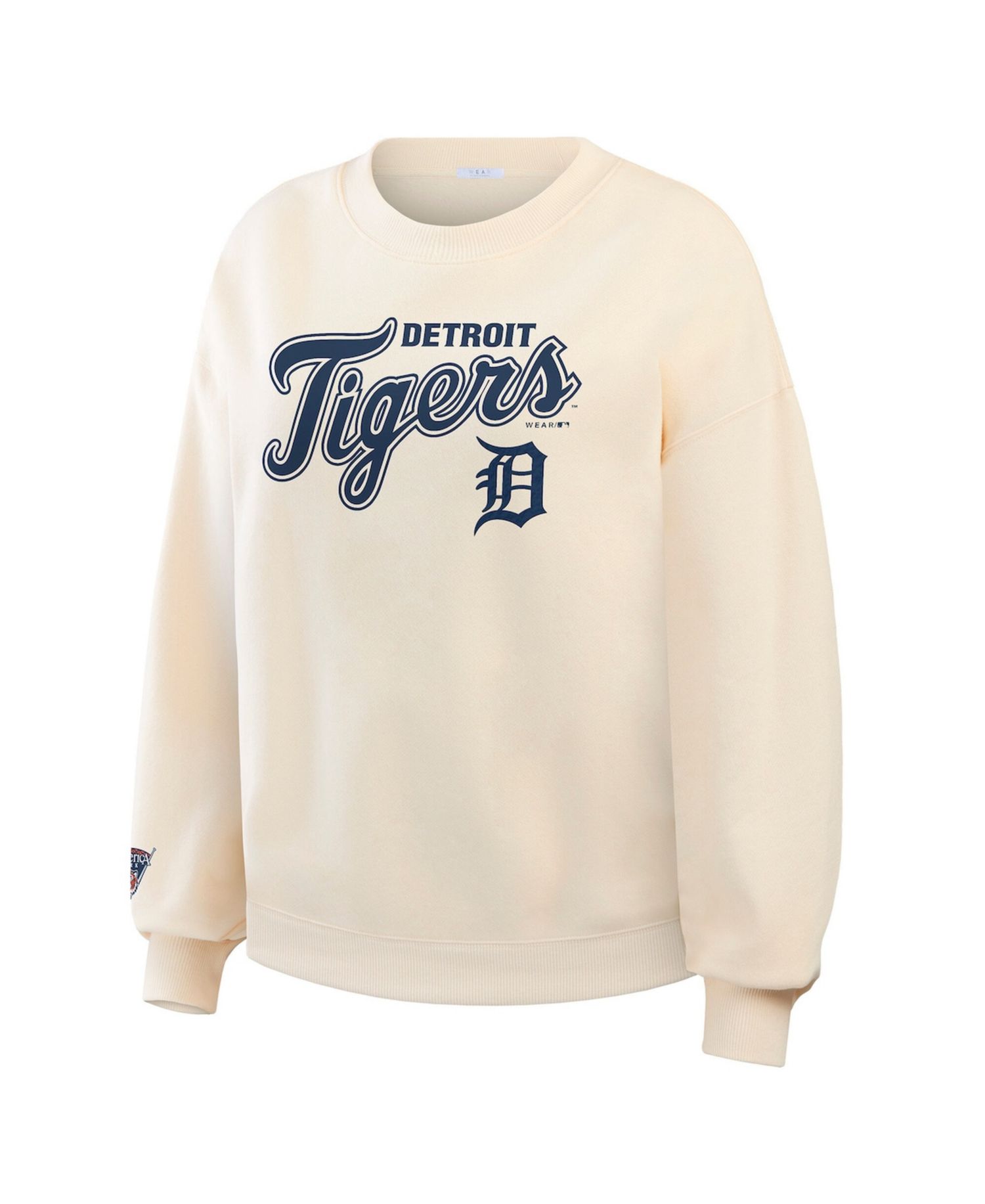 Women's Cream Detroit Tigers Heavyweight Crew Neck Sweatshirt