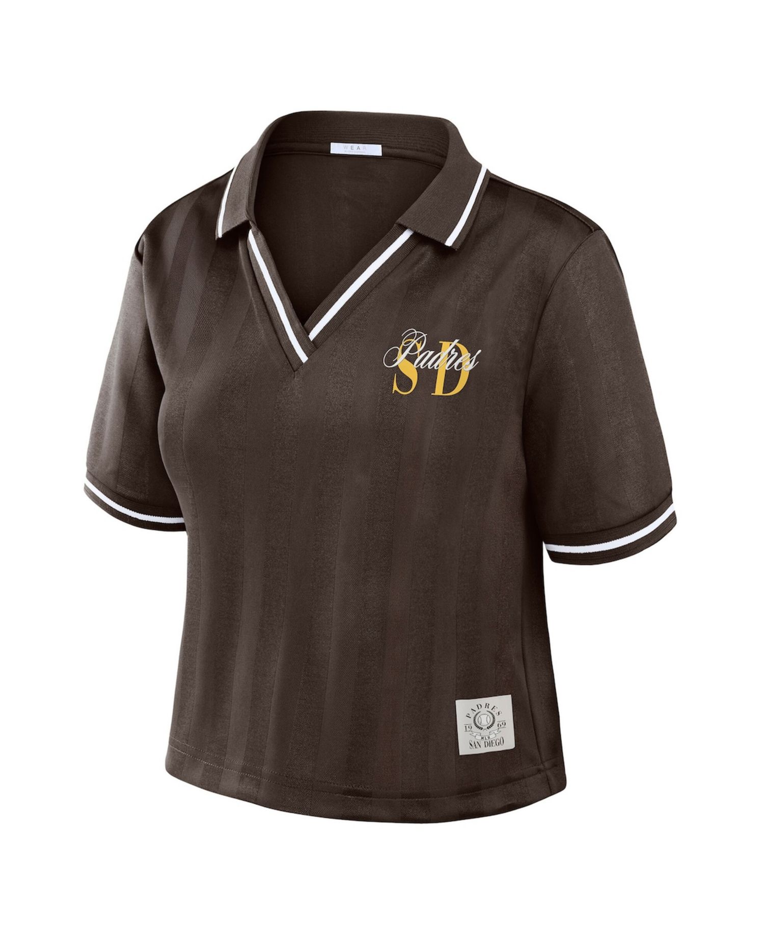 Women's Brown San Diego Padres Cropped V-Neck Polo Shirt