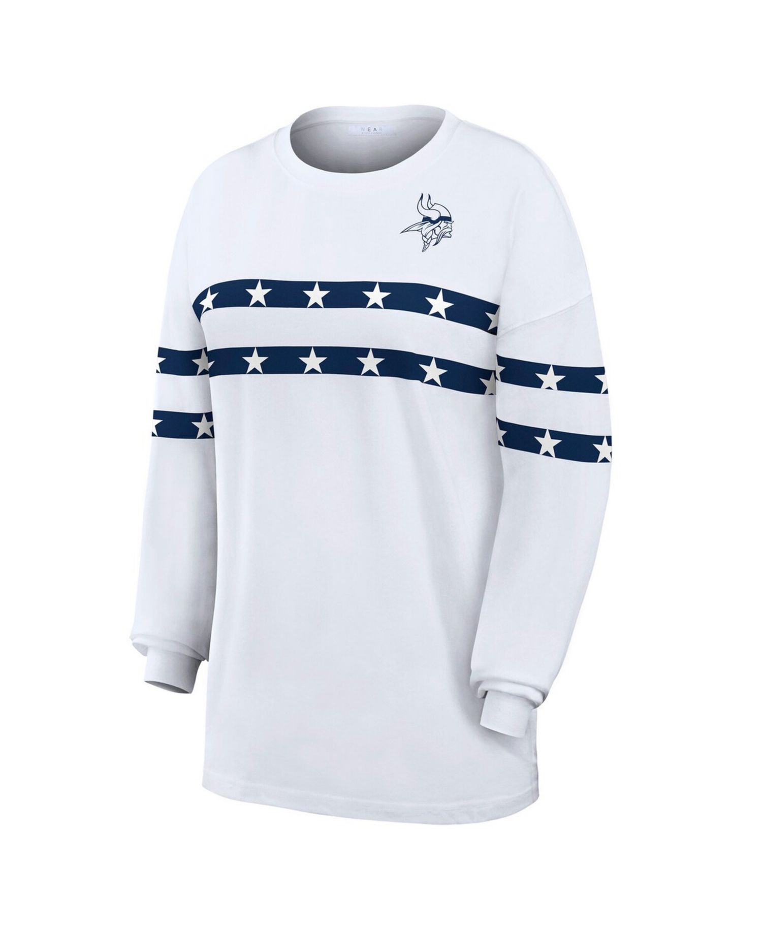 Women's White Minnesota Vikings Americana Stripe Long Sleeve T-Shirt