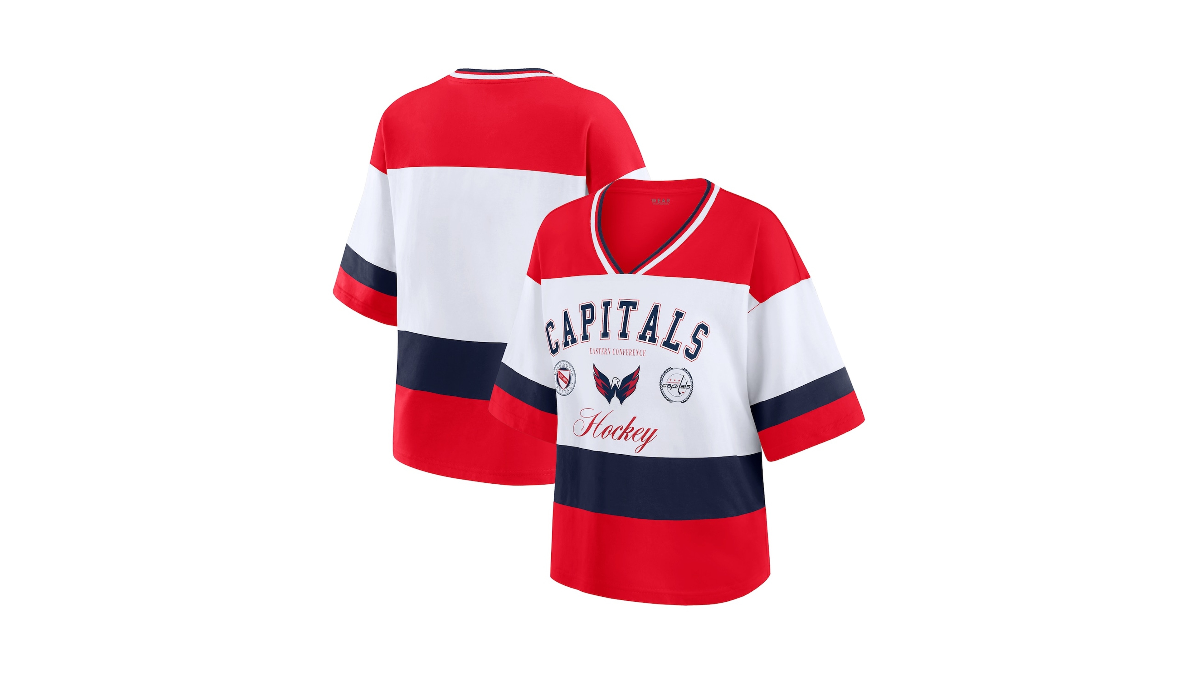 Wear by Erin Andrews Women's Red/White Washington Capitals Jersey Style T-Shirt