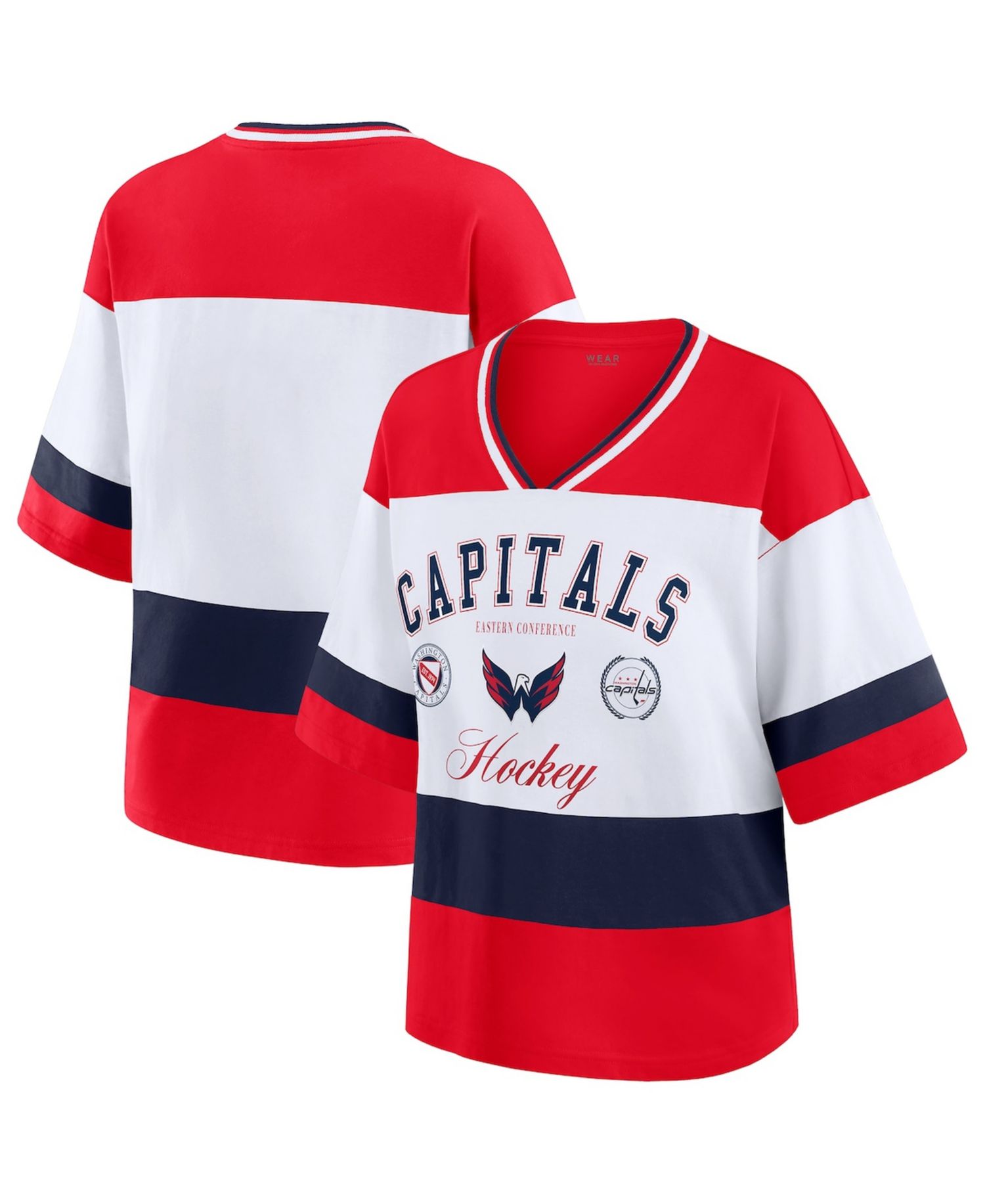 Women's Red/White Washington Capitals Jersey Style T-Shirt