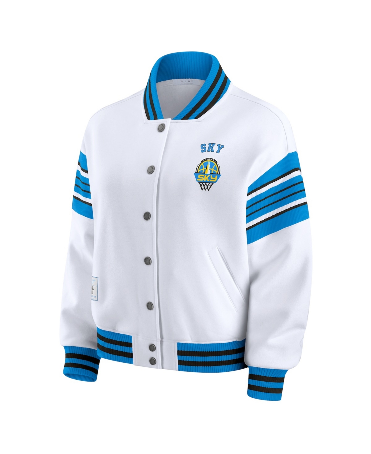 Wear by Erin Andrews Women's White/ Wnba Full-Snap Fleece Sweatshirt Jacket