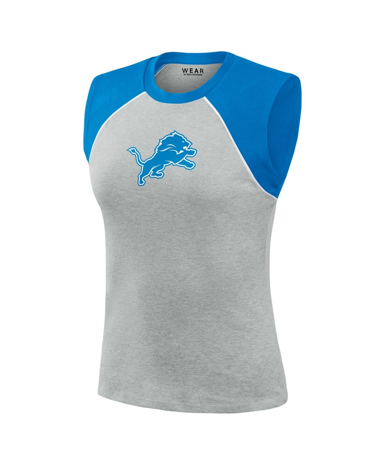 Women's Gray Detroit Lions Cropped Raglan Tank Top