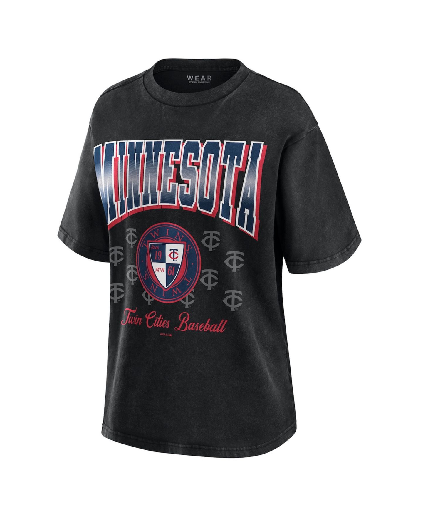 Женская футболка WEAR by Erin Andrews Black Minnesota Twins Oversized Boyfriend — фото 4