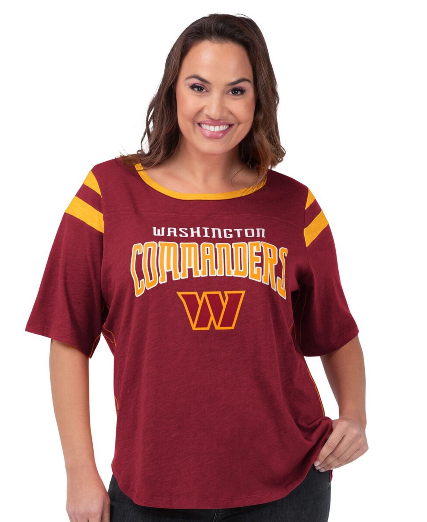 Women's Burgundy Washington Commanders Plus Size Linebacker T-Shirt