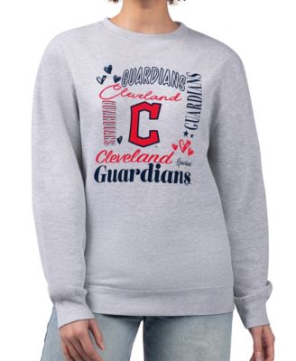 Women's Heather Gray Cleveland Guardians Collage Team Graphic Fleece Pullover Sweatshirt