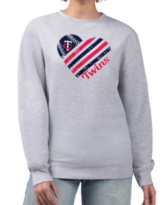 Women's Heather Gray Minnesota Twins Heart Logo Fleece Pullover Sweatshirt