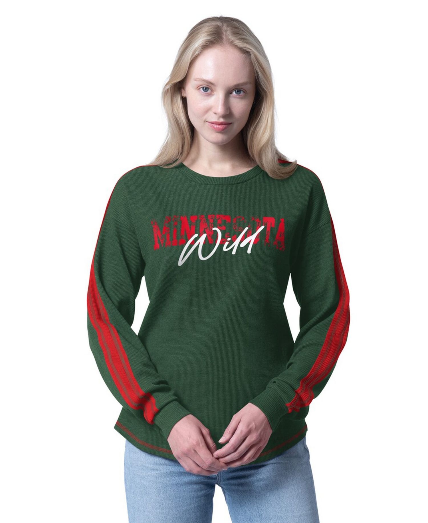 Women's Green Minnesota Wild Advantage Thermal Long-Sleeve Tri-Blend T-Shirt